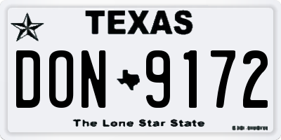 TX license plate DON9172