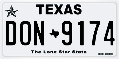 TX license plate DON9174