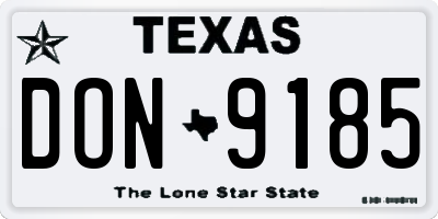 TX license plate DON9185