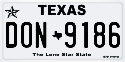 TX license plate DON9186