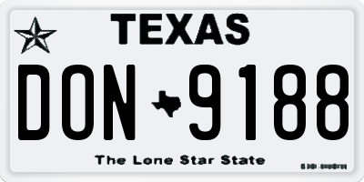 TX license plate DON9188
