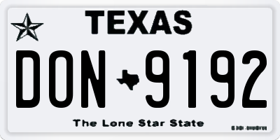 TX license plate DON9192