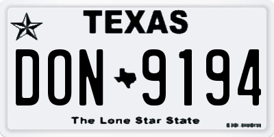 TX license plate DON9194