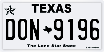 TX license plate DON9196