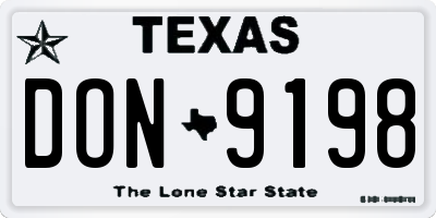 TX license plate DON9198
