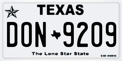 TX license plate DON9209