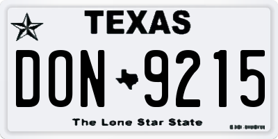 TX license plate DON9215