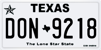 TX license plate DON9218