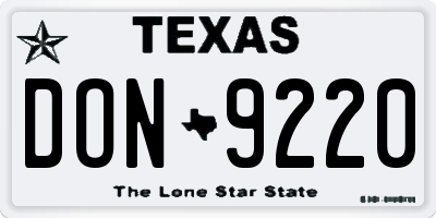 TX license plate DON9220