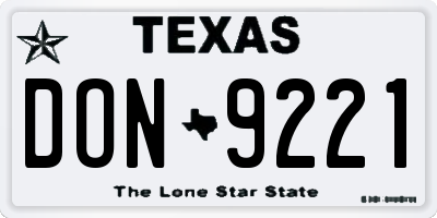 TX license plate DON9221