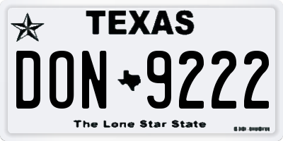 TX license plate DON9222
