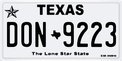TX license plate DON9223