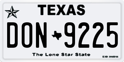 TX license plate DON9225