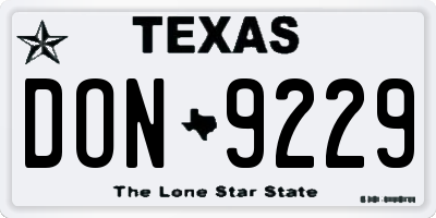 TX license plate DON9229