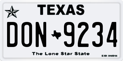 TX license plate DON9234