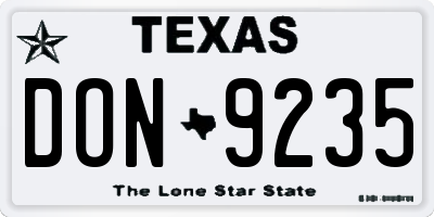 TX license plate DON9235