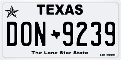 TX license plate DON9239