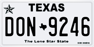 TX license plate DON9246