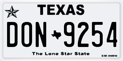 TX license plate DON9254
