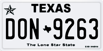TX license plate DON9263