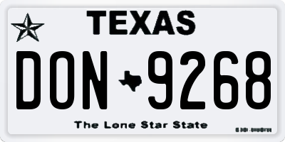 TX license plate DON9268