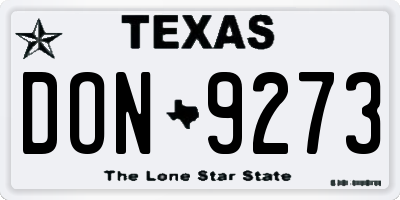 TX license plate DON9273