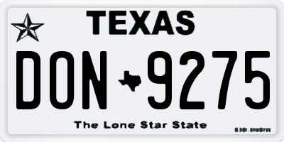 TX license plate DON9275
