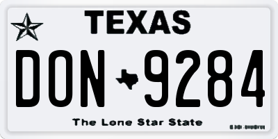 TX license plate DON9284