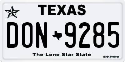 TX license plate DON9285