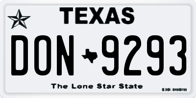 TX license plate DON9293