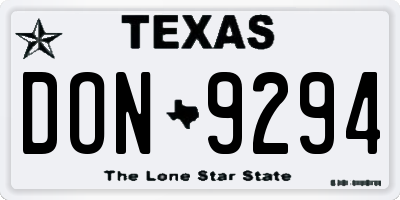 TX license plate DON9294