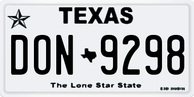 TX license plate DON9298