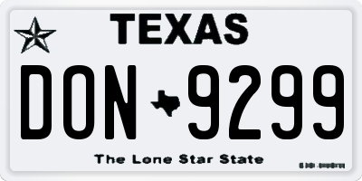 TX license plate DON9299