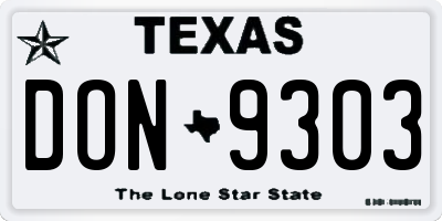 TX license plate DON9303
