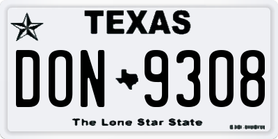 TX license plate DON9308