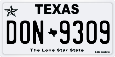 TX license plate DON9309