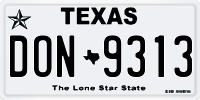 TX license plate DON9313