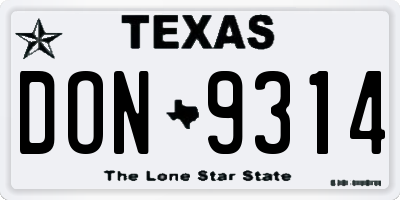 TX license plate DON9314