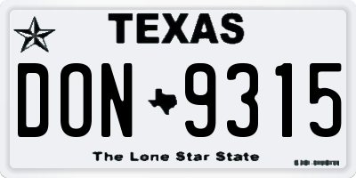 TX license plate DON9315