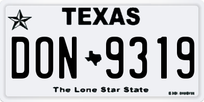 TX license plate DON9319