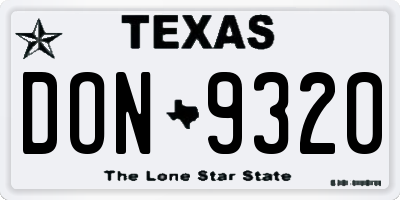 TX license plate DON9320