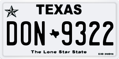 TX license plate DON9322
