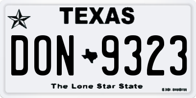 TX license plate DON9323
