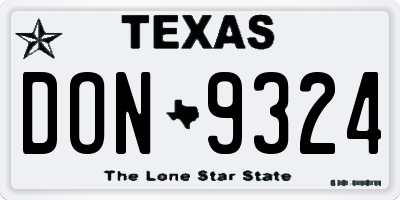 TX license plate DON9324