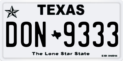 TX license plate DON9333