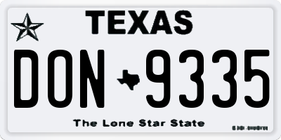 TX license plate DON9335