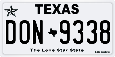 TX license plate DON9338