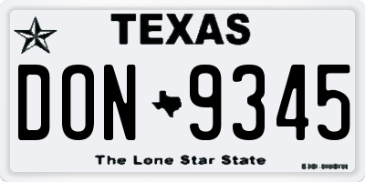 TX license plate DON9345