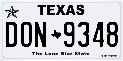 TX license plate DON9348