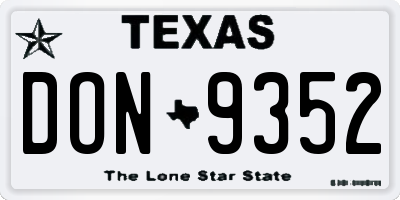 TX license plate DON9352